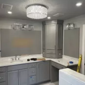 Gray Bathroom Built Ins