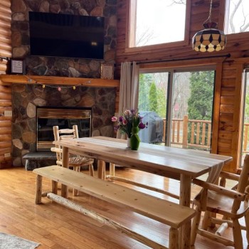 Hickory Table with Pine Bench